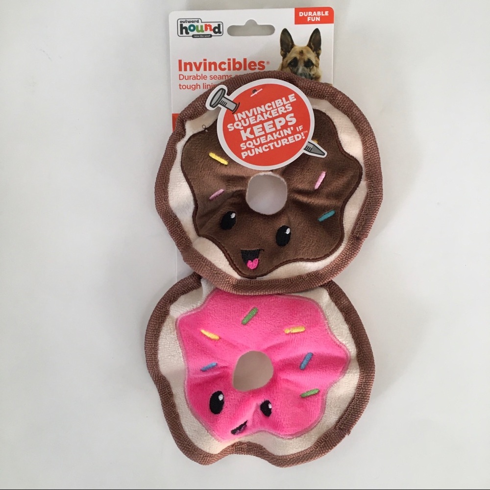 NEW Dog Toys Durable No Stuff No Mess Donut w/ Squeakers | Outward Hound